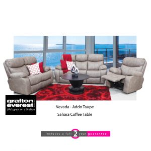 Grafton Everest Nevada 3 action taupe fabric lounge suite furniturevibe