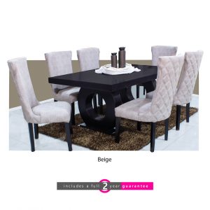 1.8m prince table and 6 knight beige chairs furneturvibe
