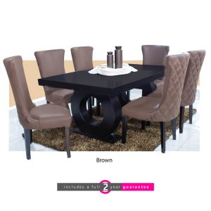 1.8m prince table 6 knight brown chairs furniturevibe