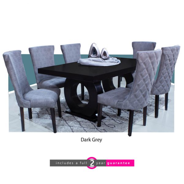 1.8m prince table 6 knight dark grey chairs furniturevibe