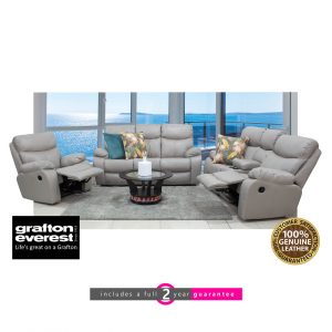 Grafton Everest Nirvana leather lounge suite 3 action grey furniturevibe