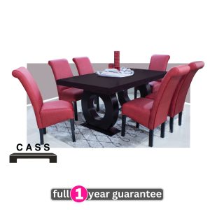 Prince 1.8m table & 6 Red Ryan chairs