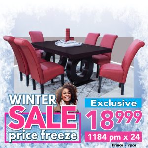 Prince 1.8m table & 6 Red Ryan chairs