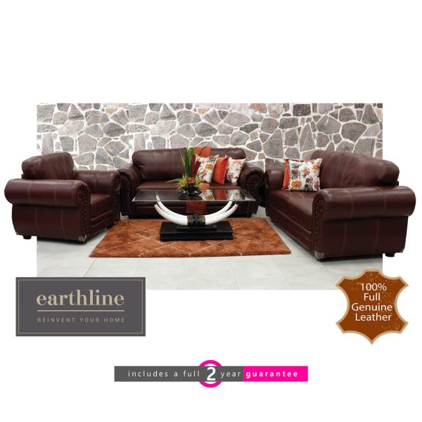 Tisha Leather Lounge Suite Cognac Furniture Vibe