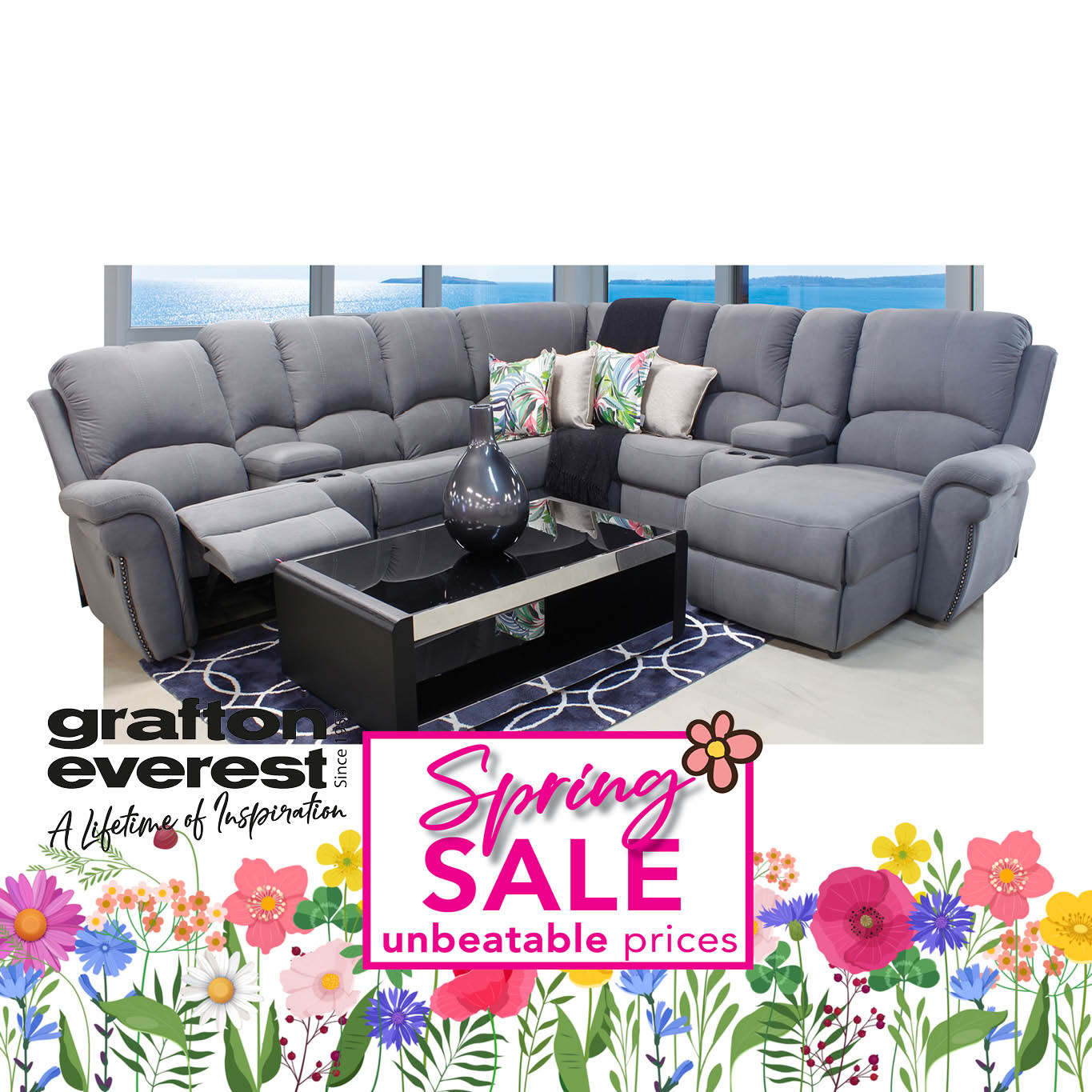 Grafton Everest Jersey 7 pce corner Addo Asphalt Furniture Vibe