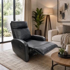 Kelsie Recliner - Black Leather