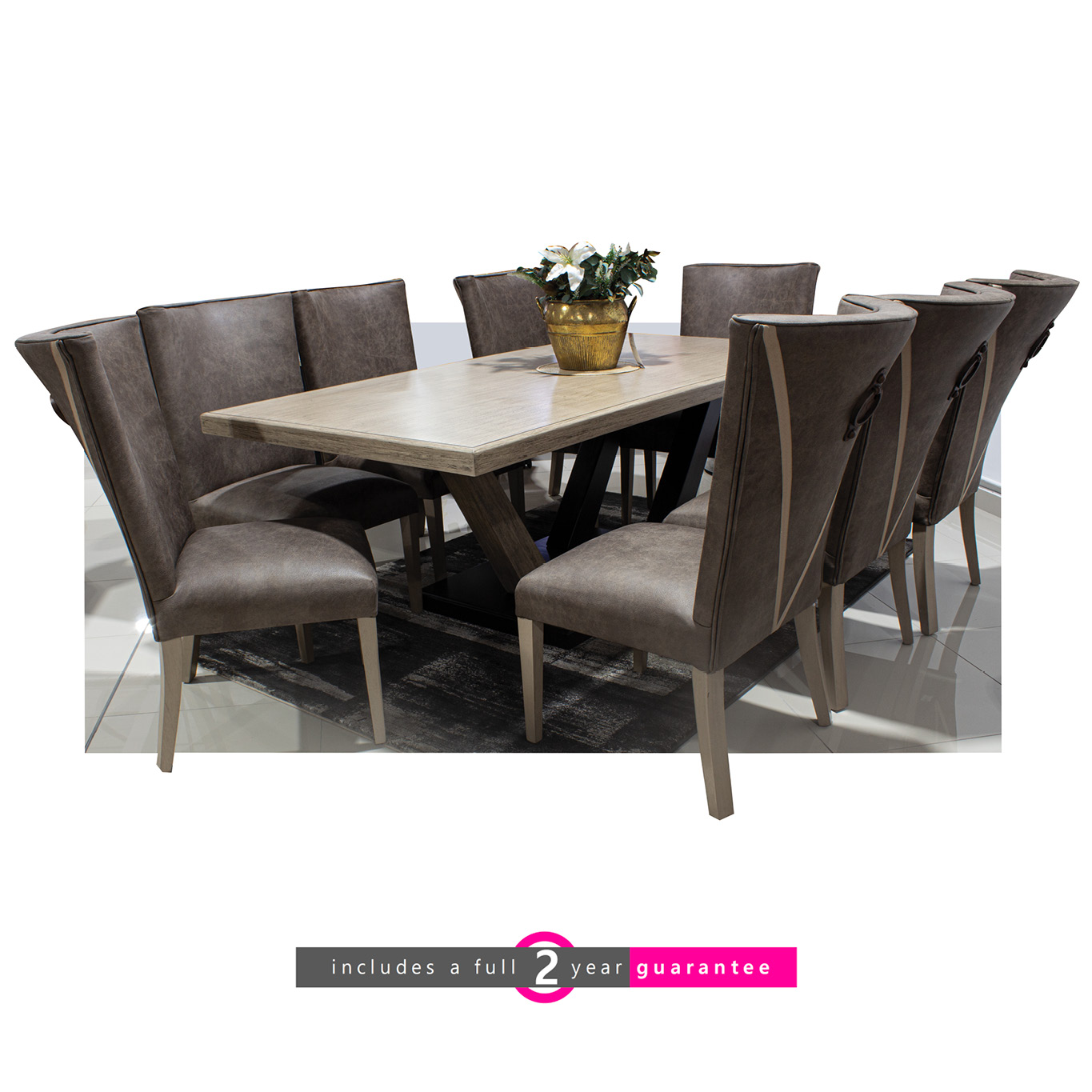 Keylargo 2.1m table & 8 Viking chairs Furniture Vibe