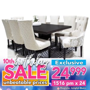 Magneta 2.1m table - 2 Octavia  chairs - 6 Knight chairs SD5016