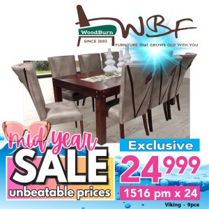 Viking 2.1m table & 8 Viking chairs
