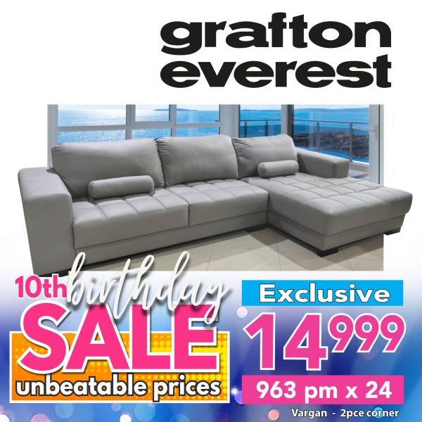 Vargan 2pce corner with chaise - RHF - Rock Slate