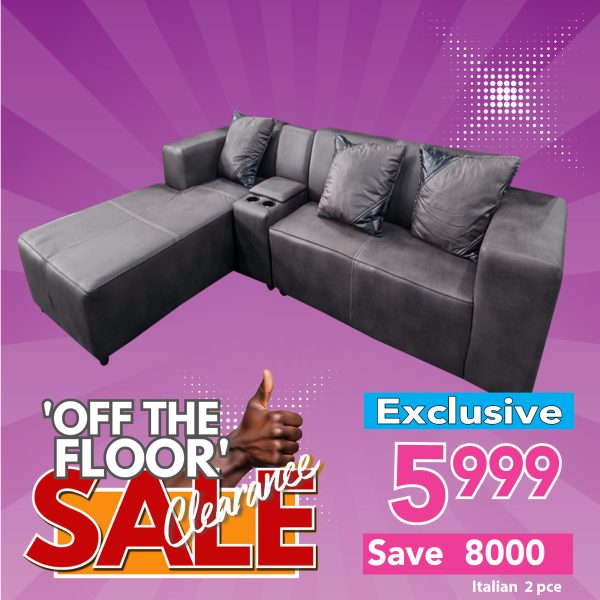 Italian 3pce with chaise - Black