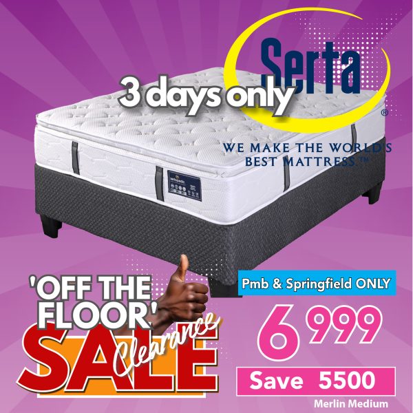 Sertapedic Merlin Medium Pillow Top - Base & Mattress - Queen