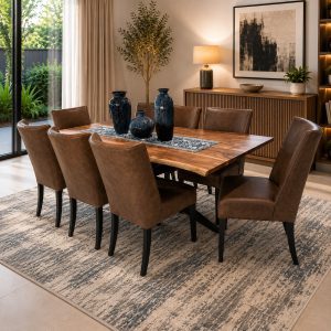 Vetro dining room table - 8 chobe chairs