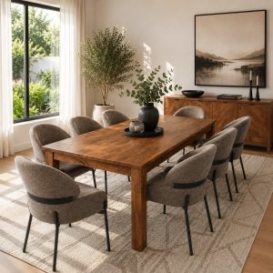 Dutton dining room table - 8 halo chairs