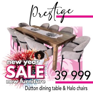 Dutton dining room table - 8 halo chairs