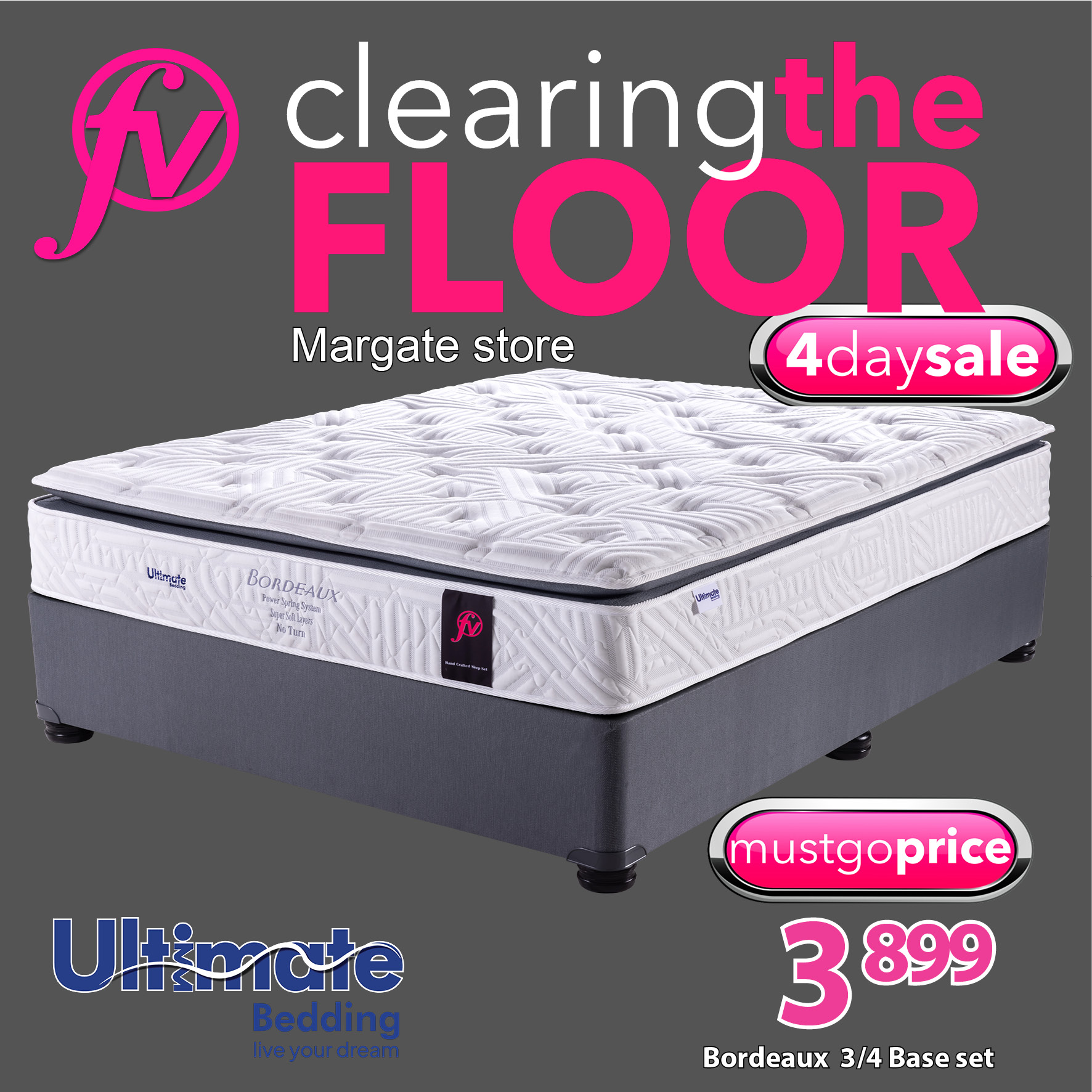 Ultimate Bordeaux - No Turn - 3/4 - Base & Mattress - Margate store only