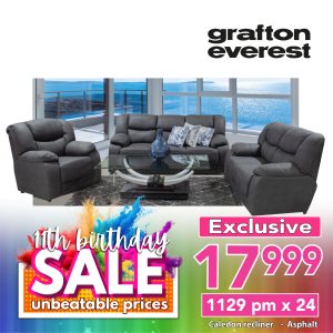 Grafton Everest Caledon 3:2:Recliner- Addo Asphalt