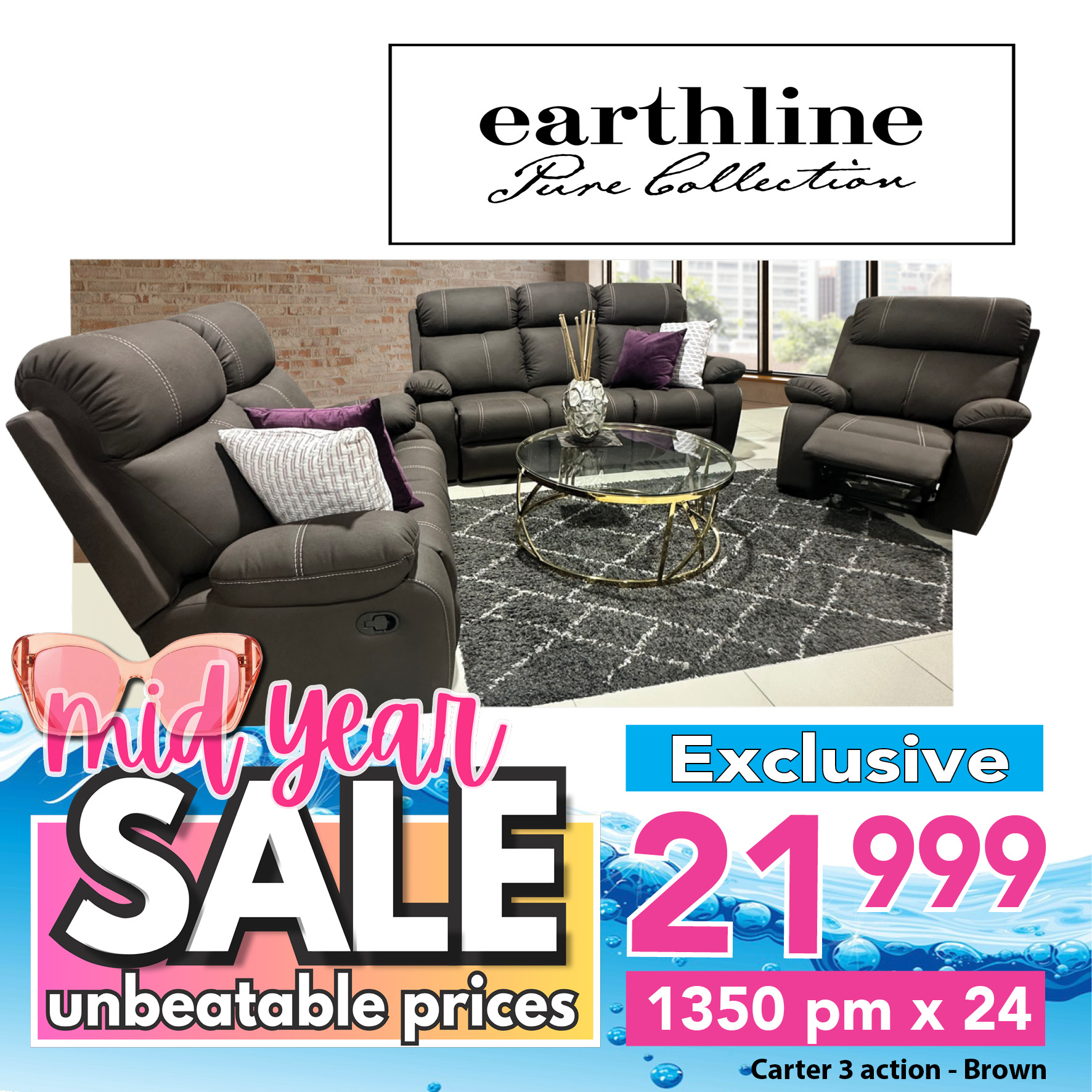 Carter - 3 action - Brown - Furniture Vibe